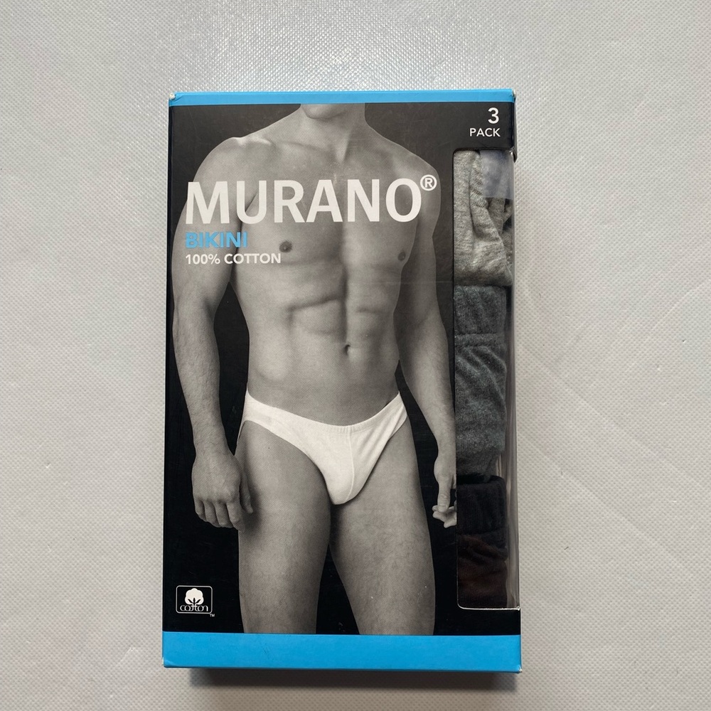 NEW Size L Men's Murano Solid Cotton Bikini Briefs Multicolor 3 Pack - Picture 2 of 4